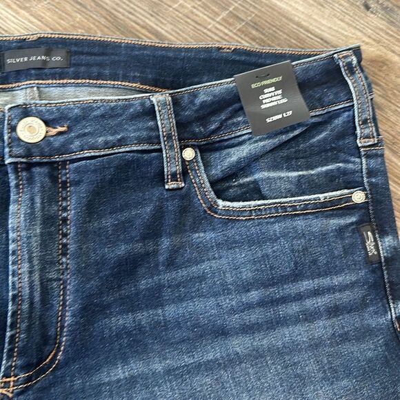 Silver Suki Curvy Fit Skinny Jeans Distressed Denim Stone Wash Blue Women SZ 18 - Picture 4 of 6